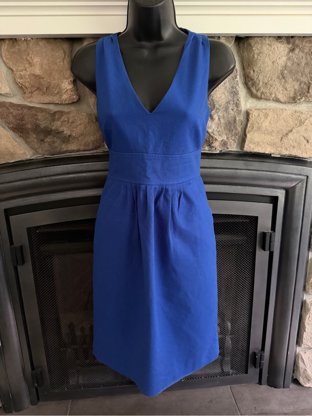 J. Crew Sleeveless V-Neck Midi Dress in Cobalt Blue